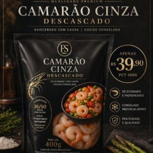 Camarão Cinza Descascado Cozido Congelado – 400g